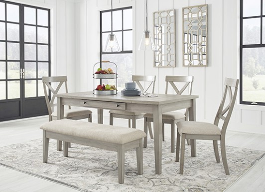 Parellen Dining Table 4 Chairs and Bench